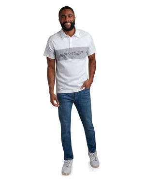 Mens Short Sleeve Interlock Color Block - White
