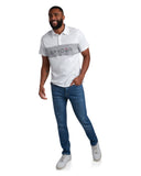 Mens Short Sleeve Interlock Color Block - White