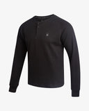 Men's Waffle Long Sleeve Henley - Black