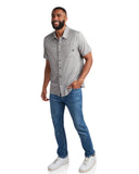 Mens Short Sleeve Mini Stripe - Grey