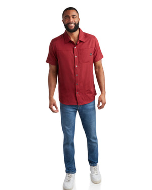 Mens Short Sleeve Mini Stripe - Pomegranate