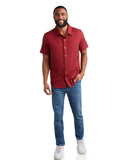 Mens Short Sleeve Mini Stripe - Pomegranate