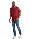 Mens Short Sleeve Mini Stripe - Pomegranate