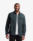Men's Melange Long Sleeve 2 Pocket Shirt - Black