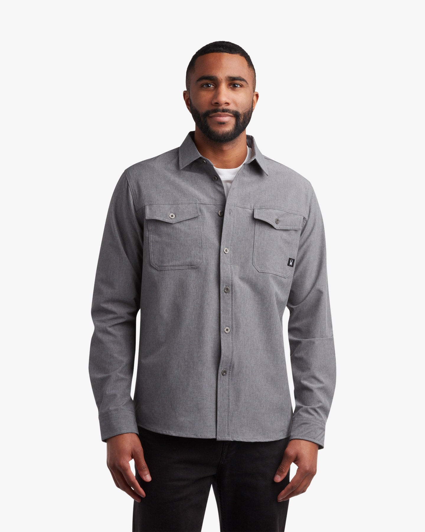 sansangear POCKET SHIRTS LIGHT GREYシャツ Men's Melange Long Sleeve 2 Pocket - Gray – Spyder