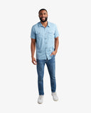 Men's Short Sleeve Mini Check Polo - Cobalt