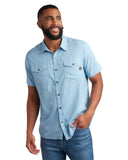 Mens Short Sleeve Mini Check - Cobalt