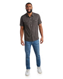 Mens Short Sleeve Mini Check - Heather Black
