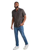 Mens Short Sleeve Mini Check - Heather Black