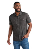 Mens Short Sleeve Mini Check - Heather Black