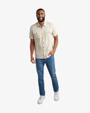Mens Short Sleeve Mini Check Polo - Khaki