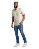 Mens Short Sleeve Mini Check - Khaki