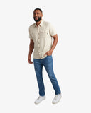 Mens Short Sleeve Mini Check Polo - Khaki