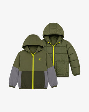 Boys' Reversible Puffer - Dusty Green