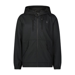 Black jacket with a hood on a white background