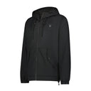 Black jacket with a hood on a white background
