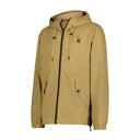 Khaki jacket with a hood on a white background