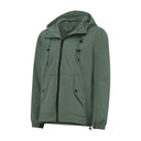 Green hooded jacket on a white background