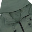 Green raincoat with Spyder logo on a white background