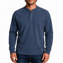 Men's Corduroy Fleece Long-Sleeve Henley - Blue