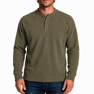 Men's Corduroy Fleece Long-Sleeve Henley - Military