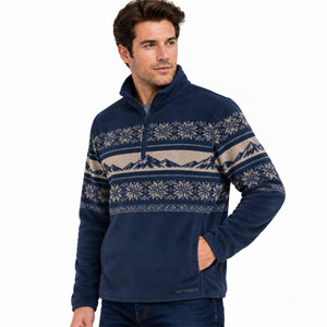 Men's Print Sherpa Quarter-Zip - Dark Navy