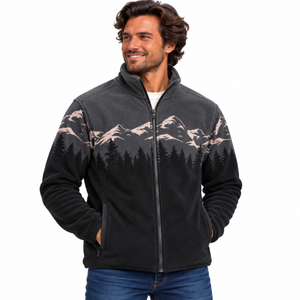 Men's Print Sherpa Full-Zip - Black