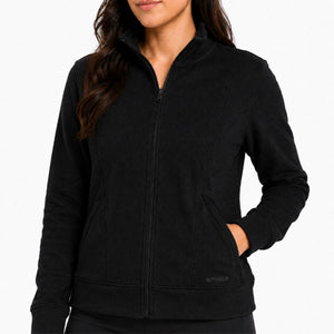 Women's Corduroy Mock Neck Zip-Up - Black