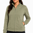 Women's Corduroy Mock Neck Zip-Up - Sage Green