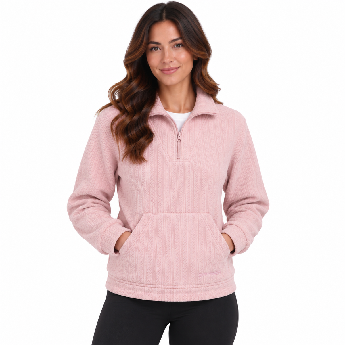 Women's Chenille Fleece Quarter-Zip - Faded Pink
