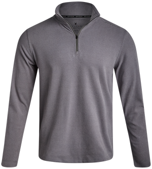 Mens Brushed Vertical Stripe Quarter Zip - Steel Grey