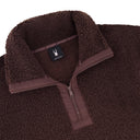 Womens Sherpa Quarter Zip Mock Neck - Cocoa