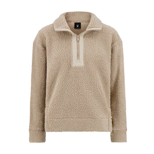Womens Sherpa Quarter Zip Mock Neck - Sand