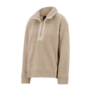 Womens Sherpa Quarter Zip Mock Neck - Sand