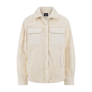 Womens Sherpa Shacket - Cream