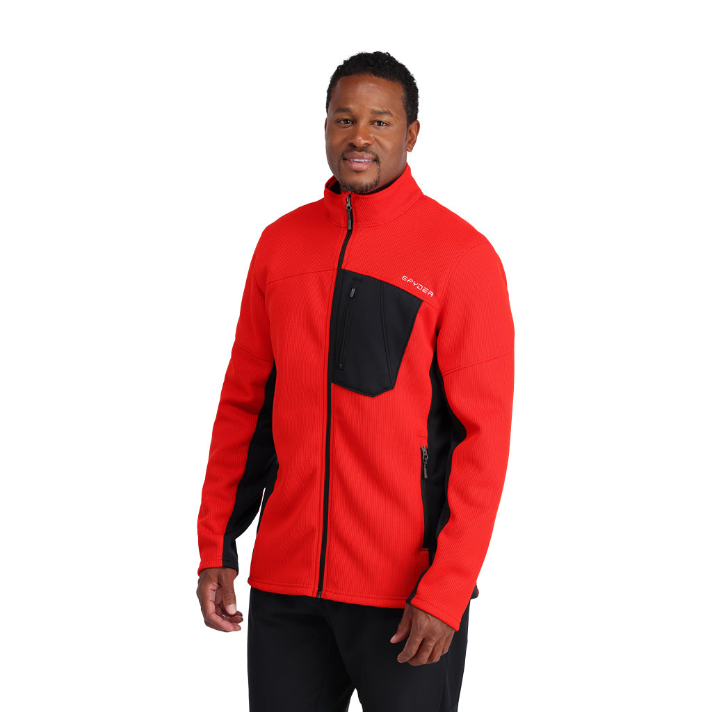 Bandit Full Zip Sweater - Volcano Black (Red) - Mens | Spyder