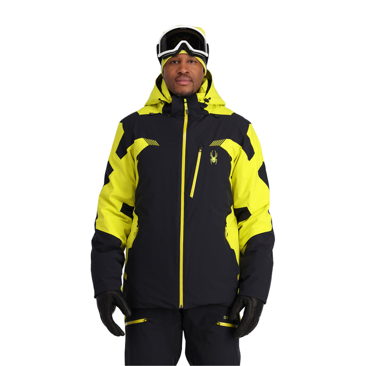 Leader Insulated Ski Jacket - Black Citron (Green) - Mens | Spyder